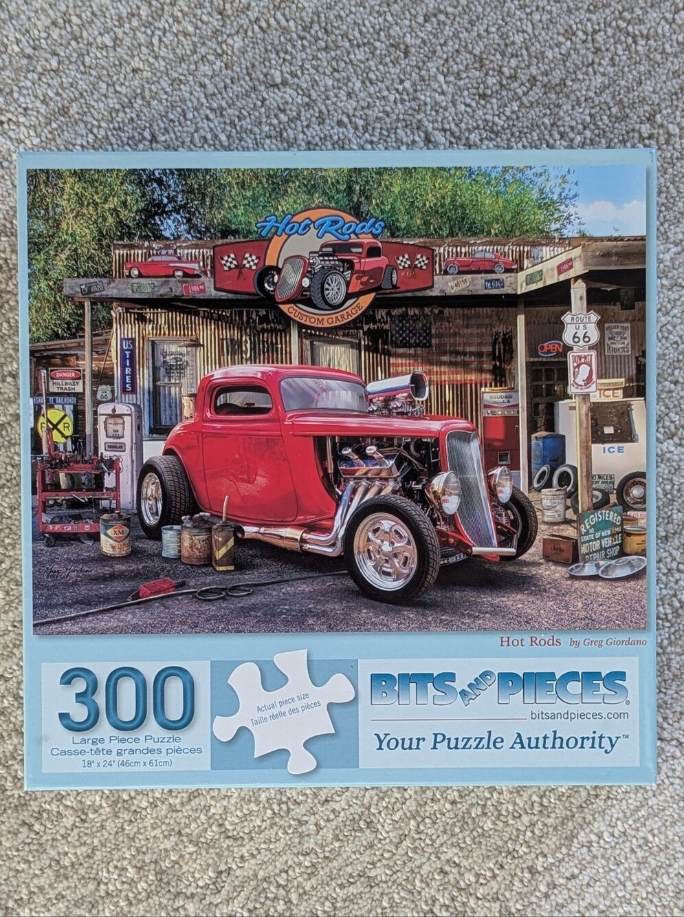 Bits And Pieces Hot Rods Greg Giordano 300 Large Piece Jigsaw Puzzle Vintage Car